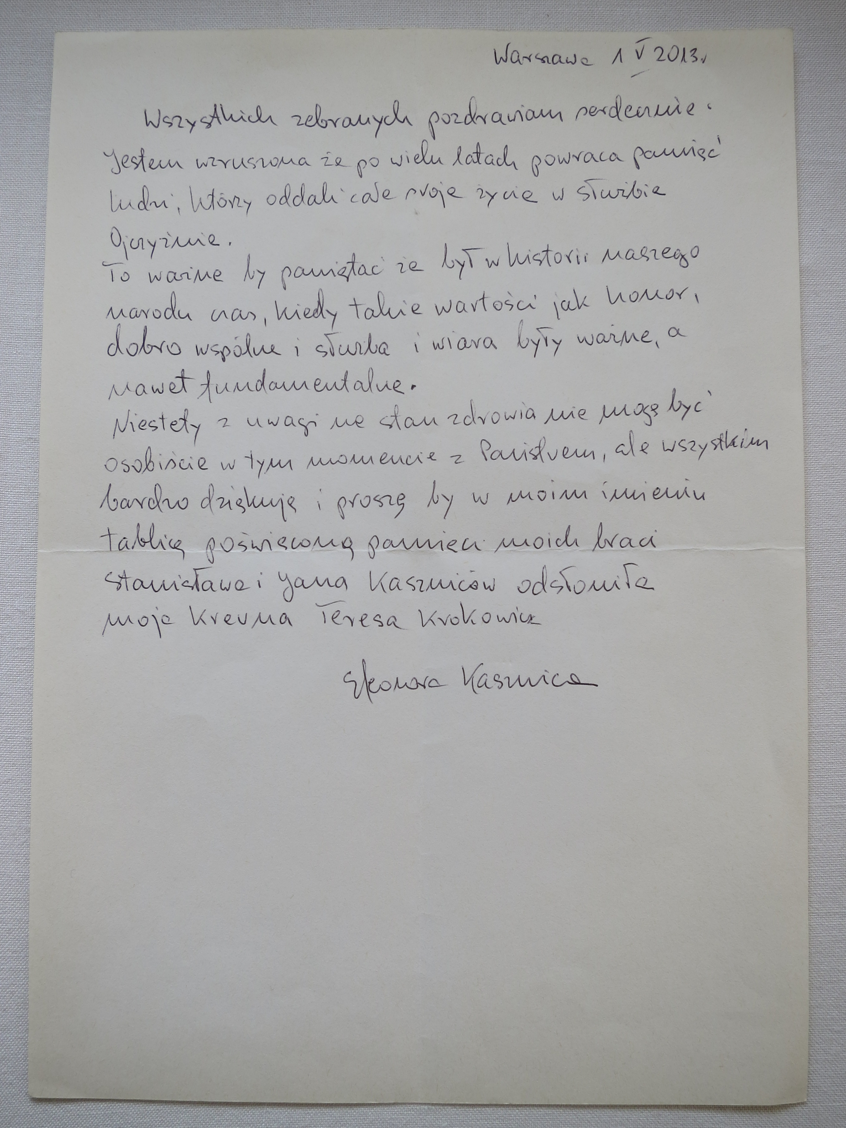 List od Eleonory Kasznicy